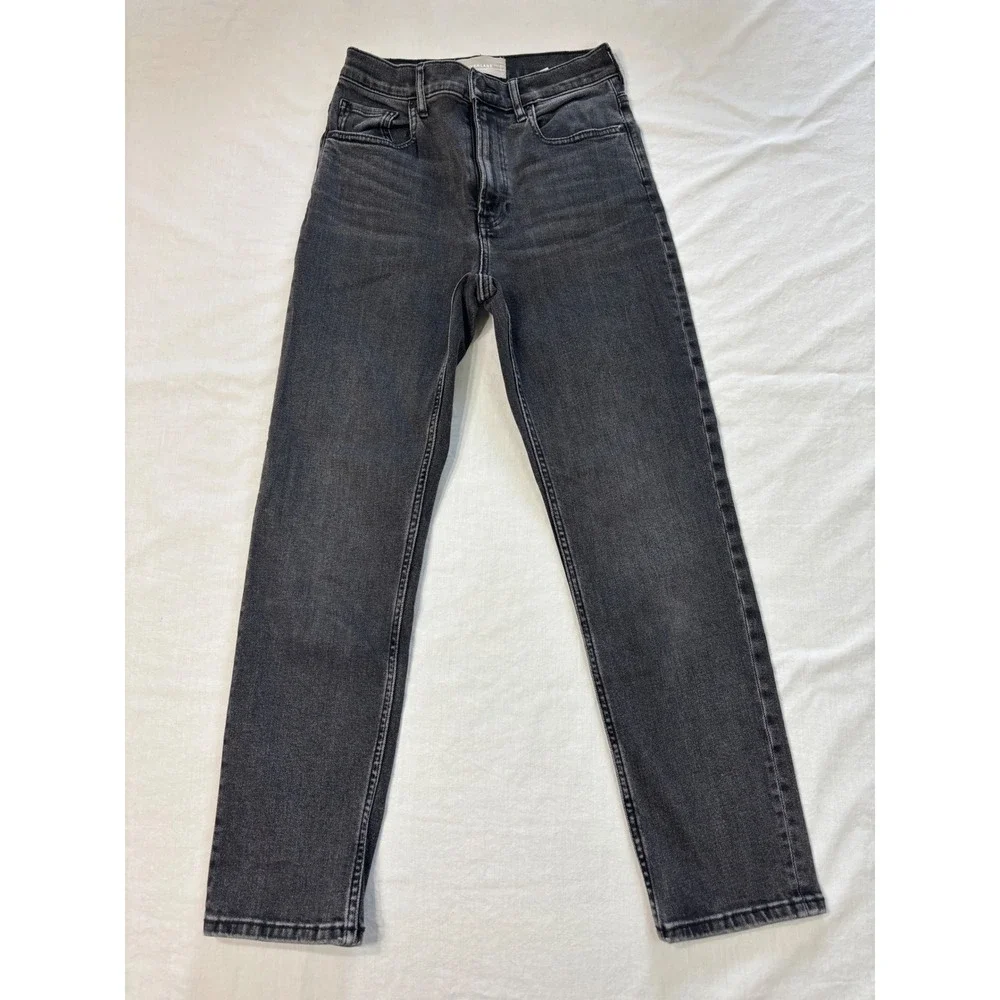 Everlane The Cheeky Jean Faded Black High Rise Straight Leg Crop Denim Size 27
